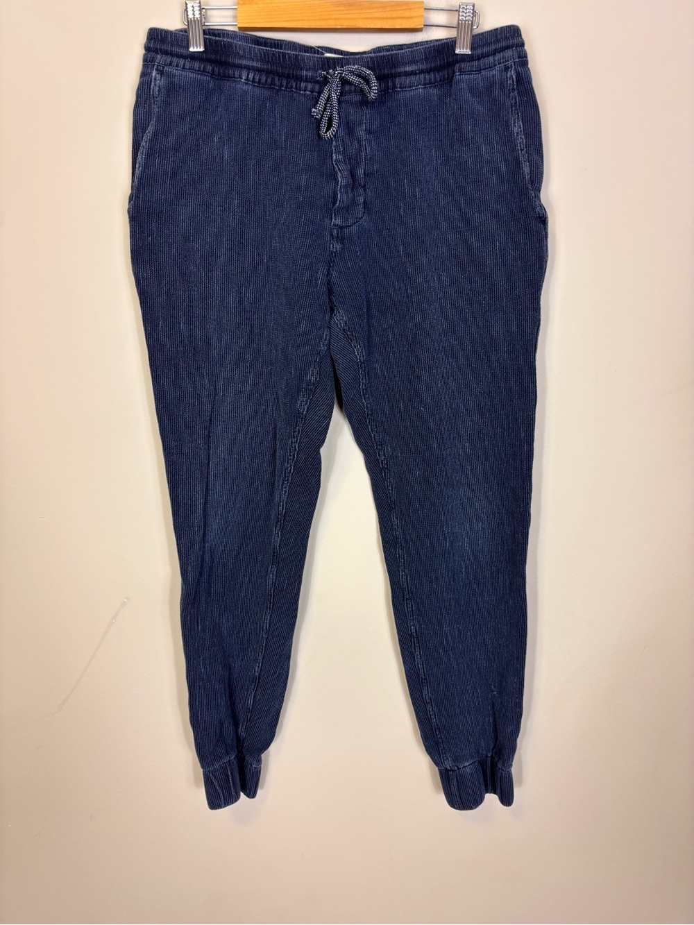 Taylor Stitch Men's Dark Blue Jogger Pants - Casual Drawstring Comfort Large